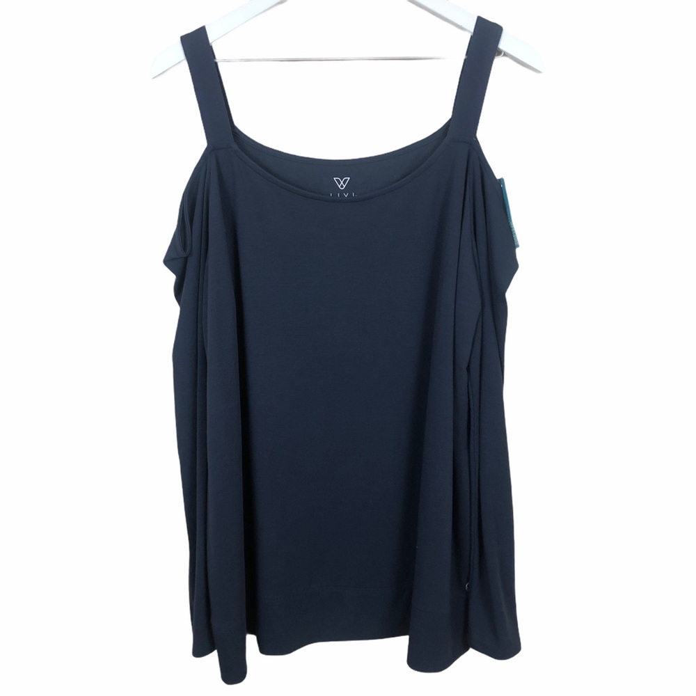 Livi Active Navy Cold Shoulder Long Sleeve Shirt